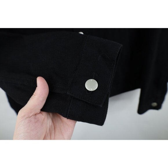 WESC Streetwear Mens Large Hardcore Happiness Smiley Face Denim Trucker Jacket - Picture 8 of 16